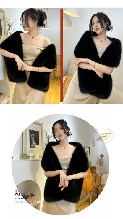 Faux fox fur scarf, faux fur for weddings and formal occasions