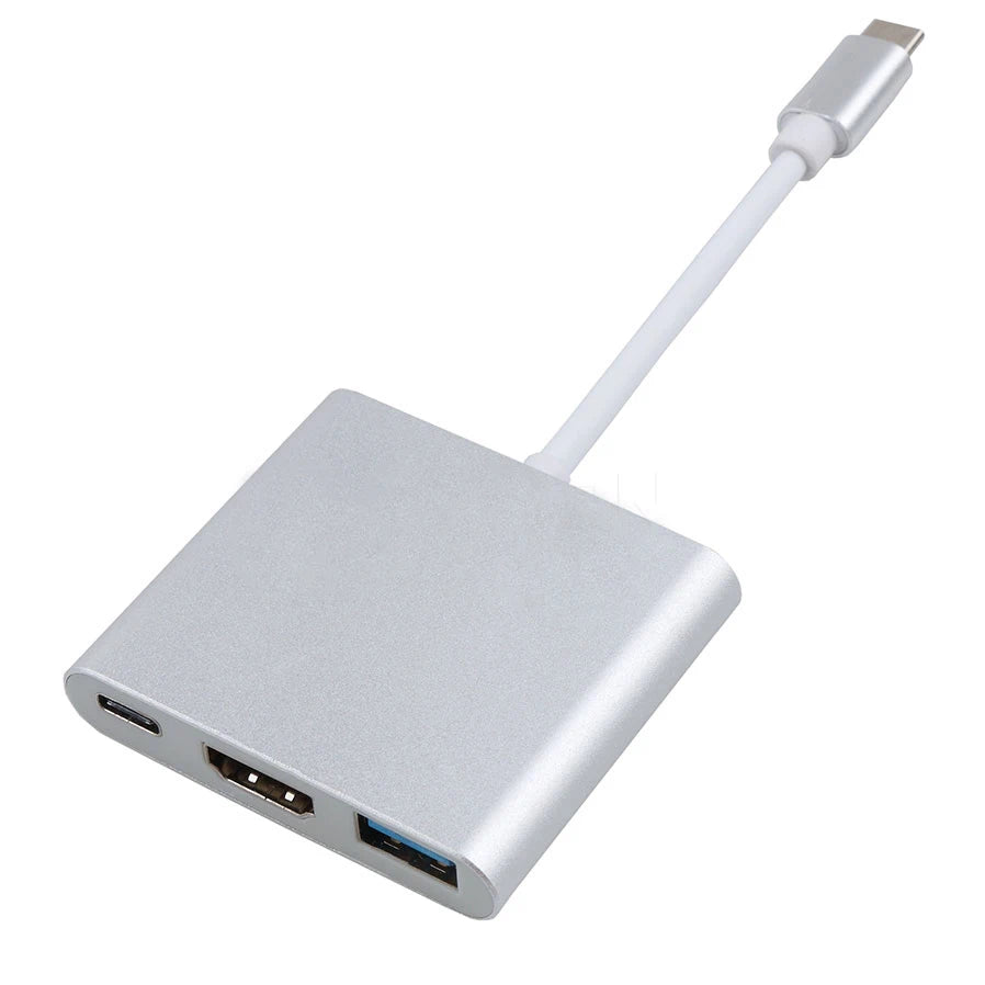 USB-C Hub HDMI 4K Adapteri - 3-in-1 Type-C Muunnin MacBook & Laptop
