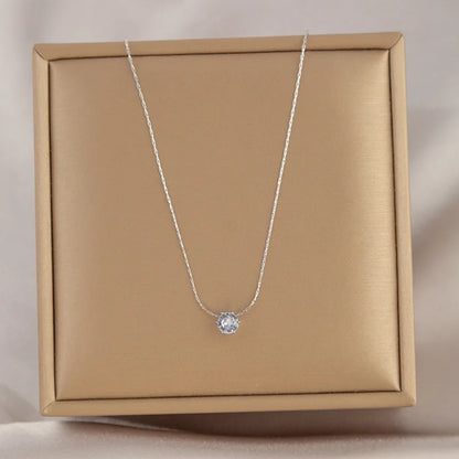 Minimalist Solitaire Zirconia Pendant Necklace