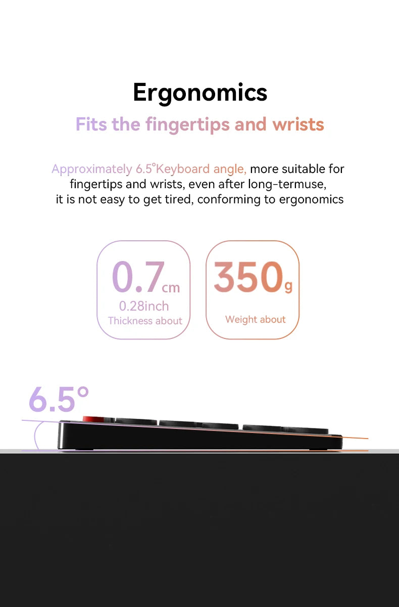 Hiljainen alumiininäppäimistö, kolme yhteystilaa, ergonominen, ohut