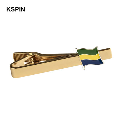 Men's national flag patterned tie bar, multiple countries