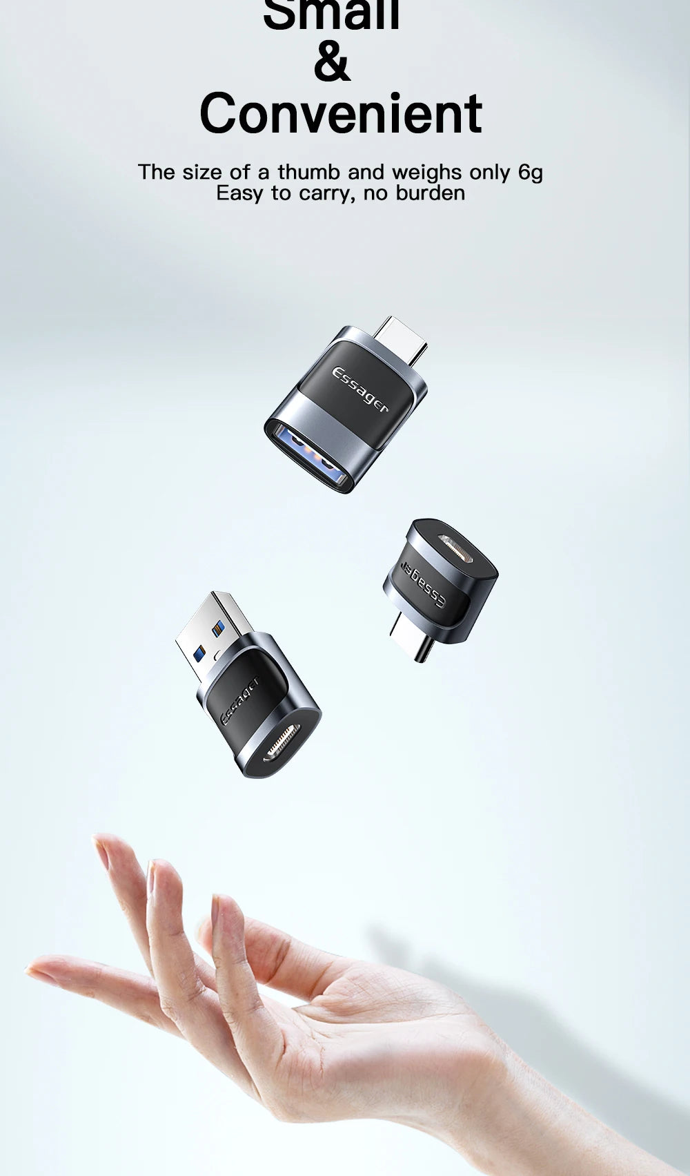 Essager USB 3.0 to Type-C OTG Adapteri - USB-A Muunnin MacBook & Laptop