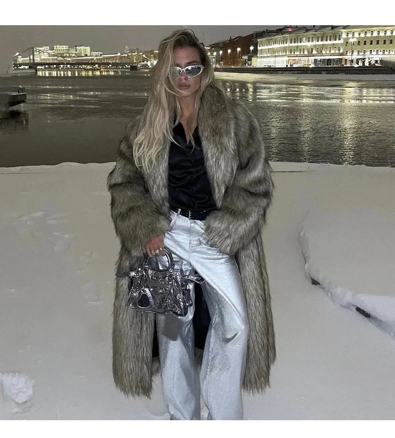 2025 Winter model faux fox fur coat for women, elegant design, latest model