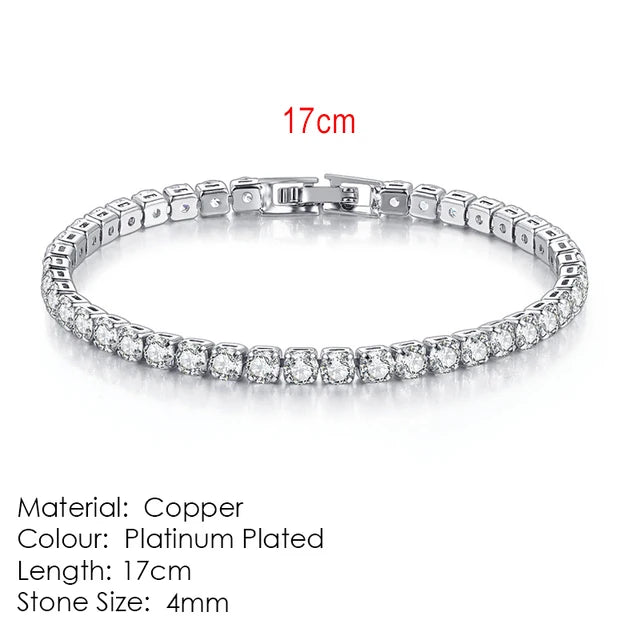 Tennis bracelet with zirconia stones, multi-colored sparkling design
