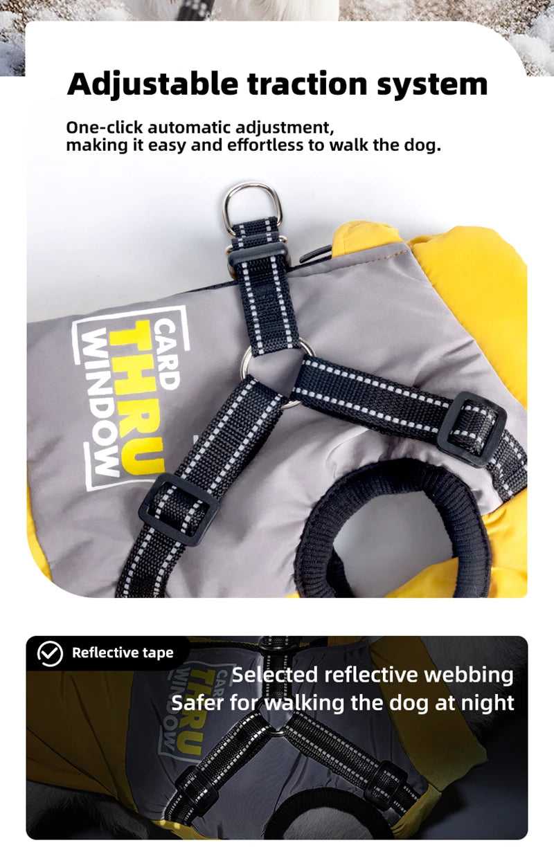 Warm dog winter coat for large dogs