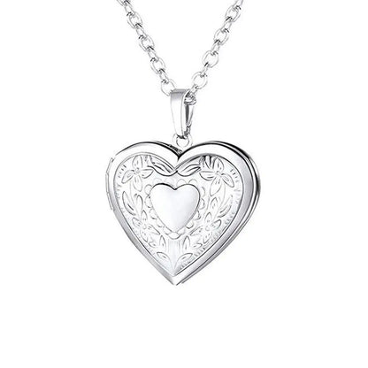 Heart locket necklace for women and men, gold or silver