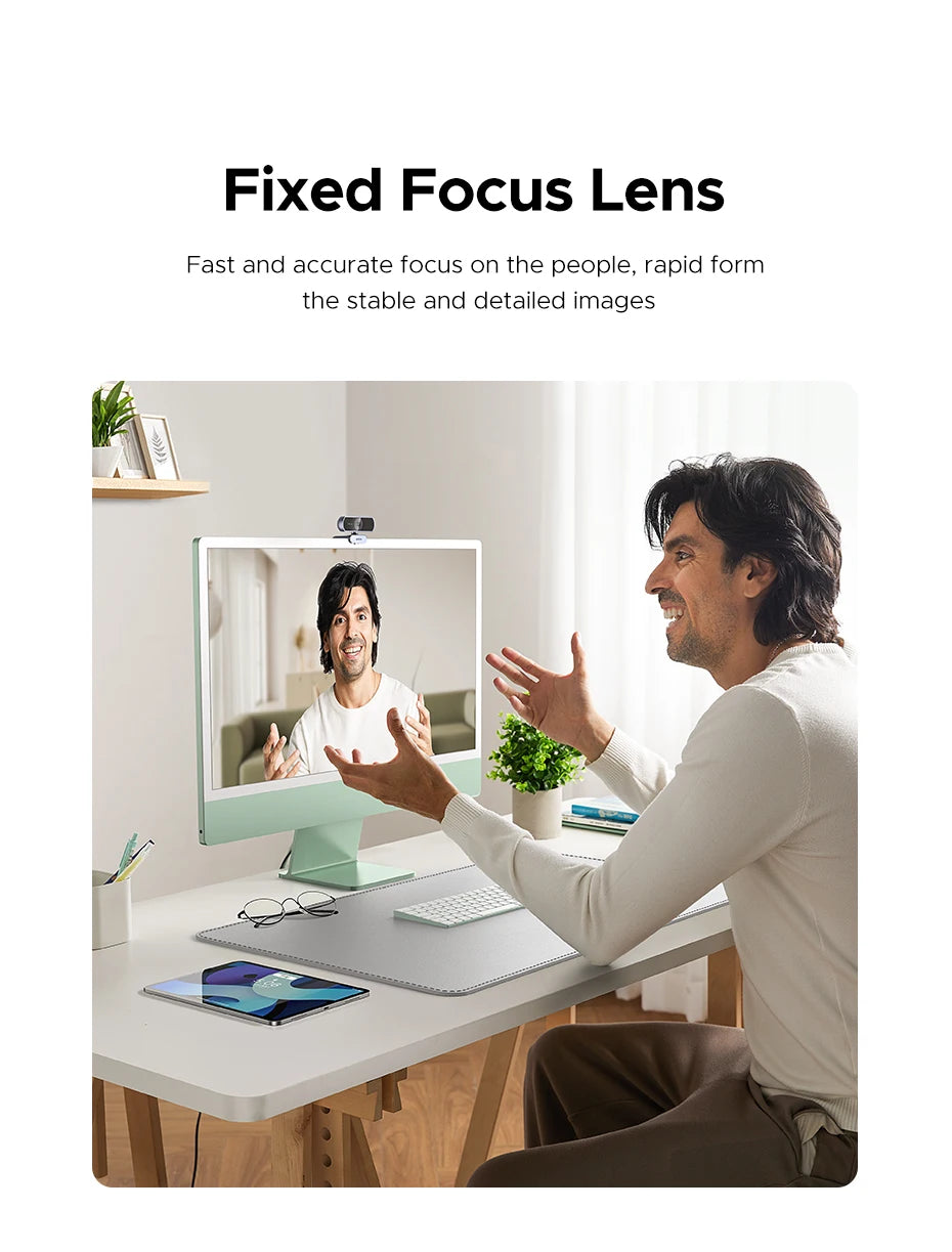 UGREEN 2K Webkamera Mikrofonilla - Full HD USB Kamera Streamaukseen