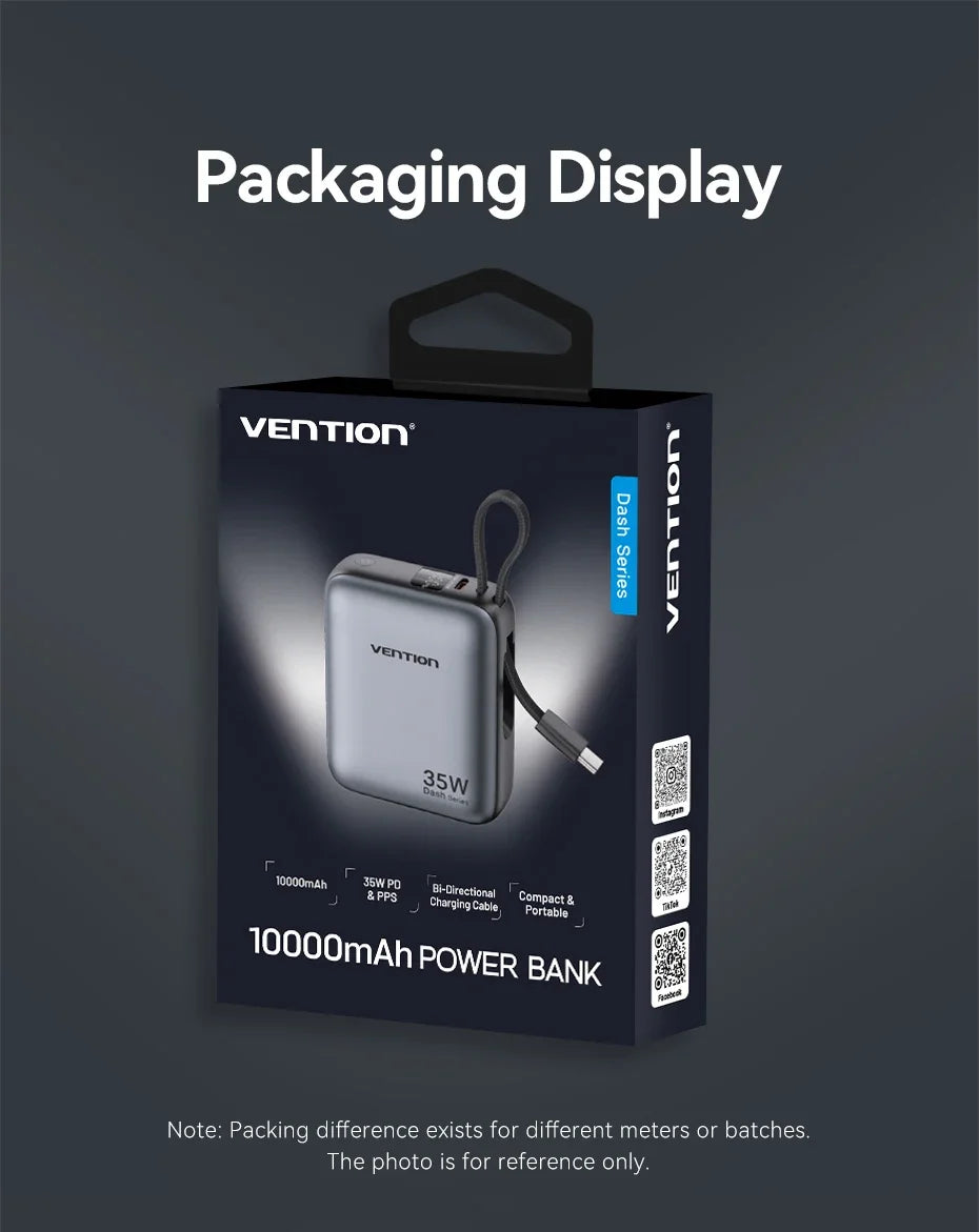 Vention CCV 35W Powerbank, compact 10000mAh, fast charging