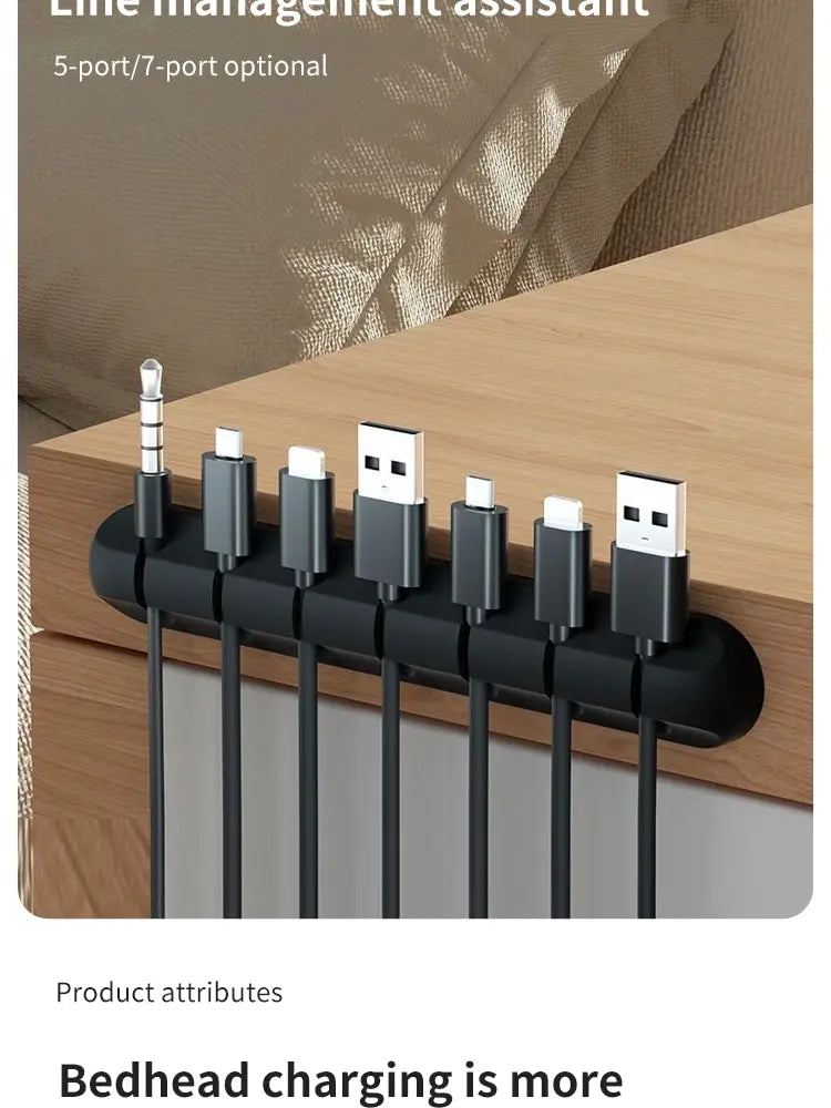 Kaapeliorganisaattori 5/7-reikäinen - Työpöydän Latauskaapelien Pidike, Hiiren ja Kuulokkeiden Kaapelikela