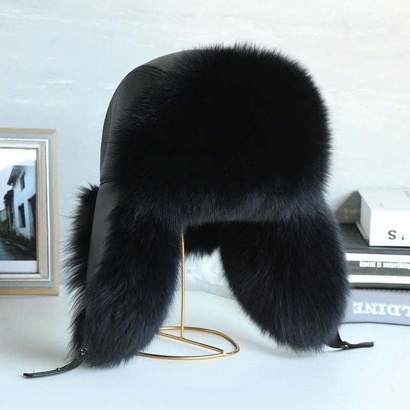 Men's fur hat with earflaps, different variations