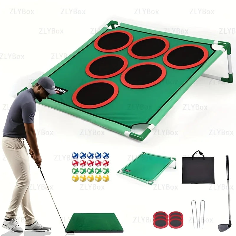 Portable golf practice net with 6 goals, for indoor and outdoor use