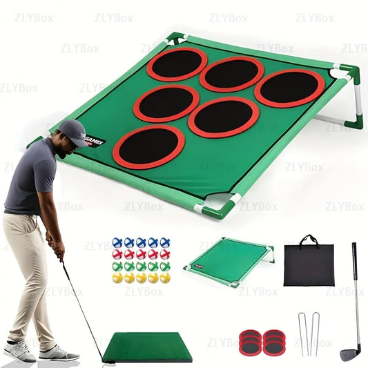 Portable golf practice net with 6 goals, for indoor and outdoor use