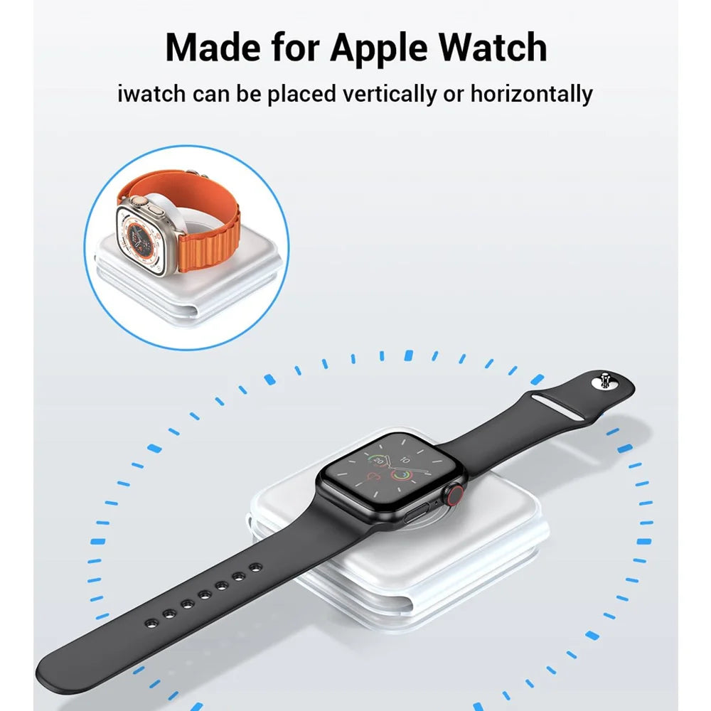 3-in-1 Taitettava Magneettinen Langaton Laturi – Matka- ja Kannettava – iPhone 12-15, AirPods