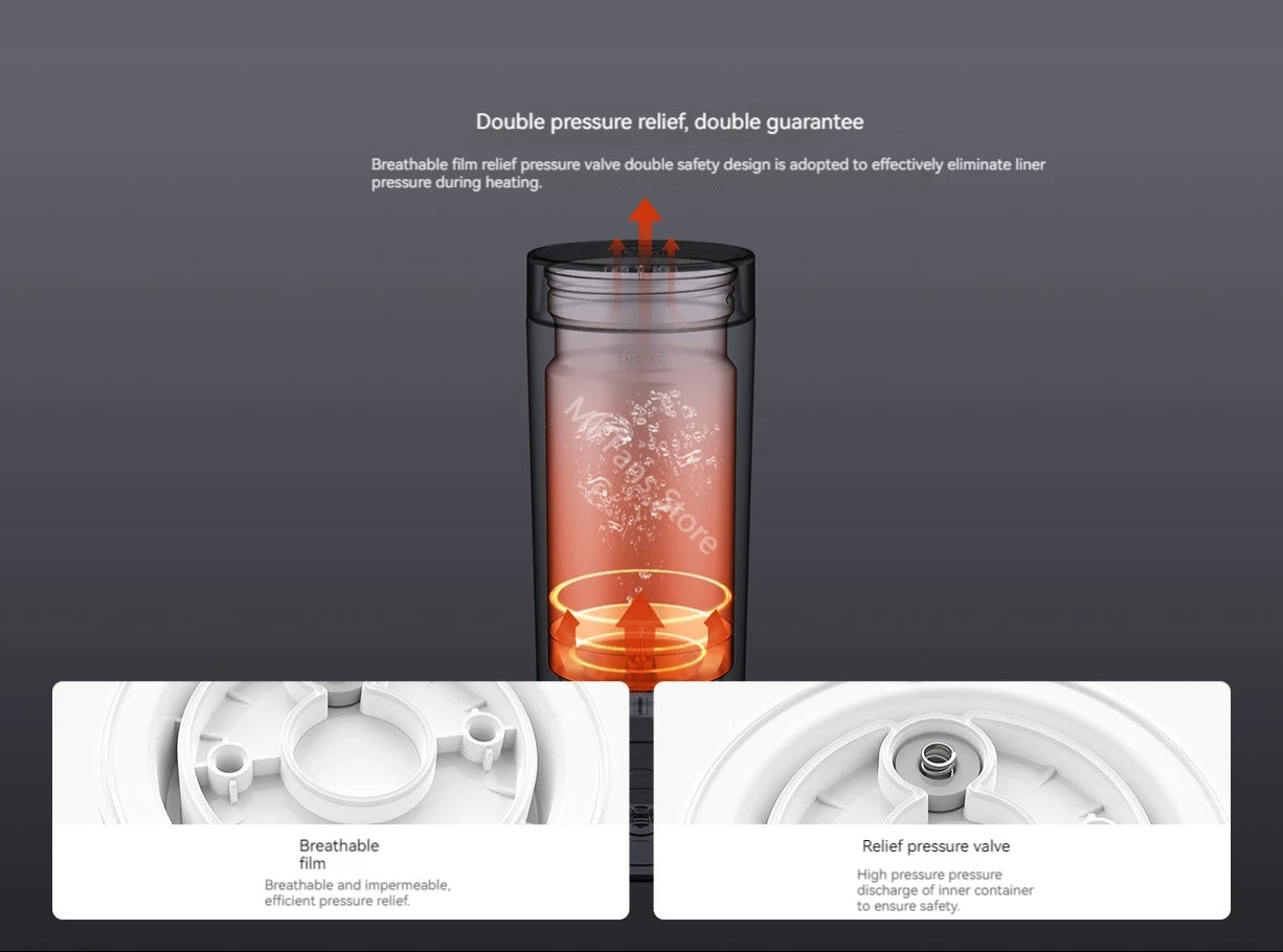 Xiaomi Mijia Kannettava Sähköinen Lämmityskuppi 2 - 316 Ruostumaton Teräs, Kiehumiskuppi Opiskelijoille ja Asuntolaan