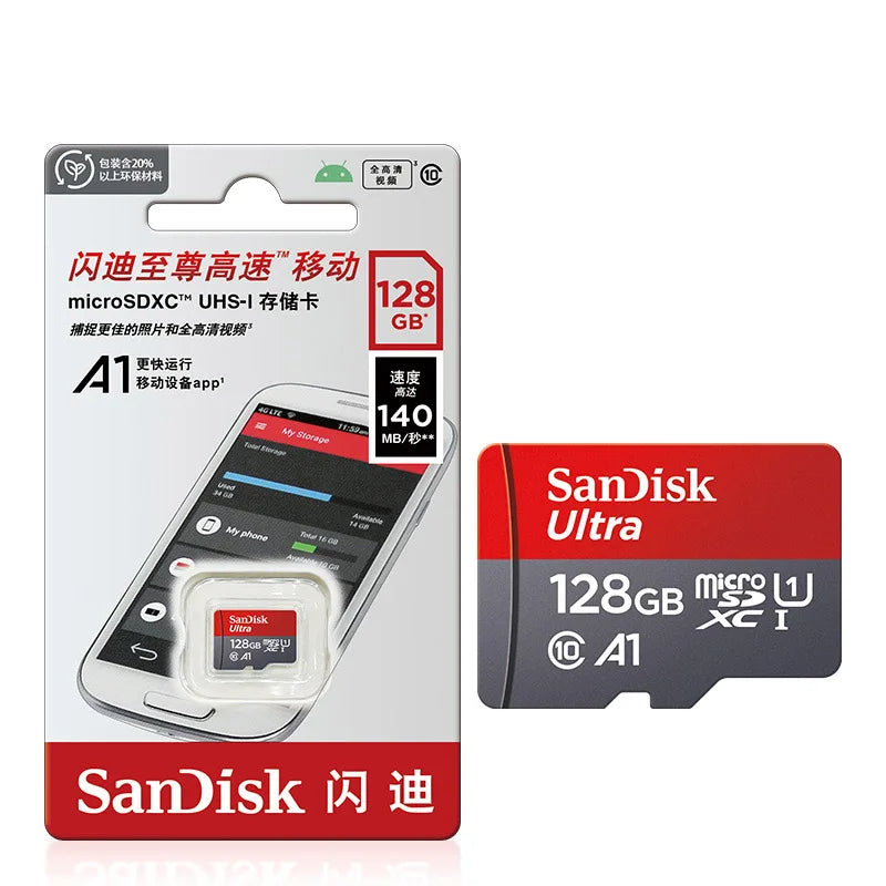 SanDisk MicroSD-muistikortti, 256GB/128GB/64GB/32GB, Class 10, UHS-1