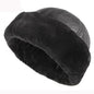 Men's leather and fur hat with fleece lining