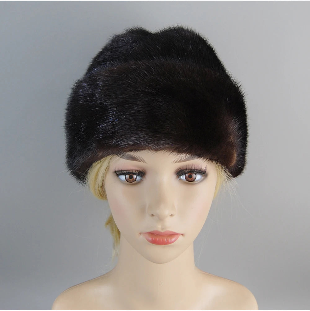 Genuine mink fur hat, luxury winter hat, unisex