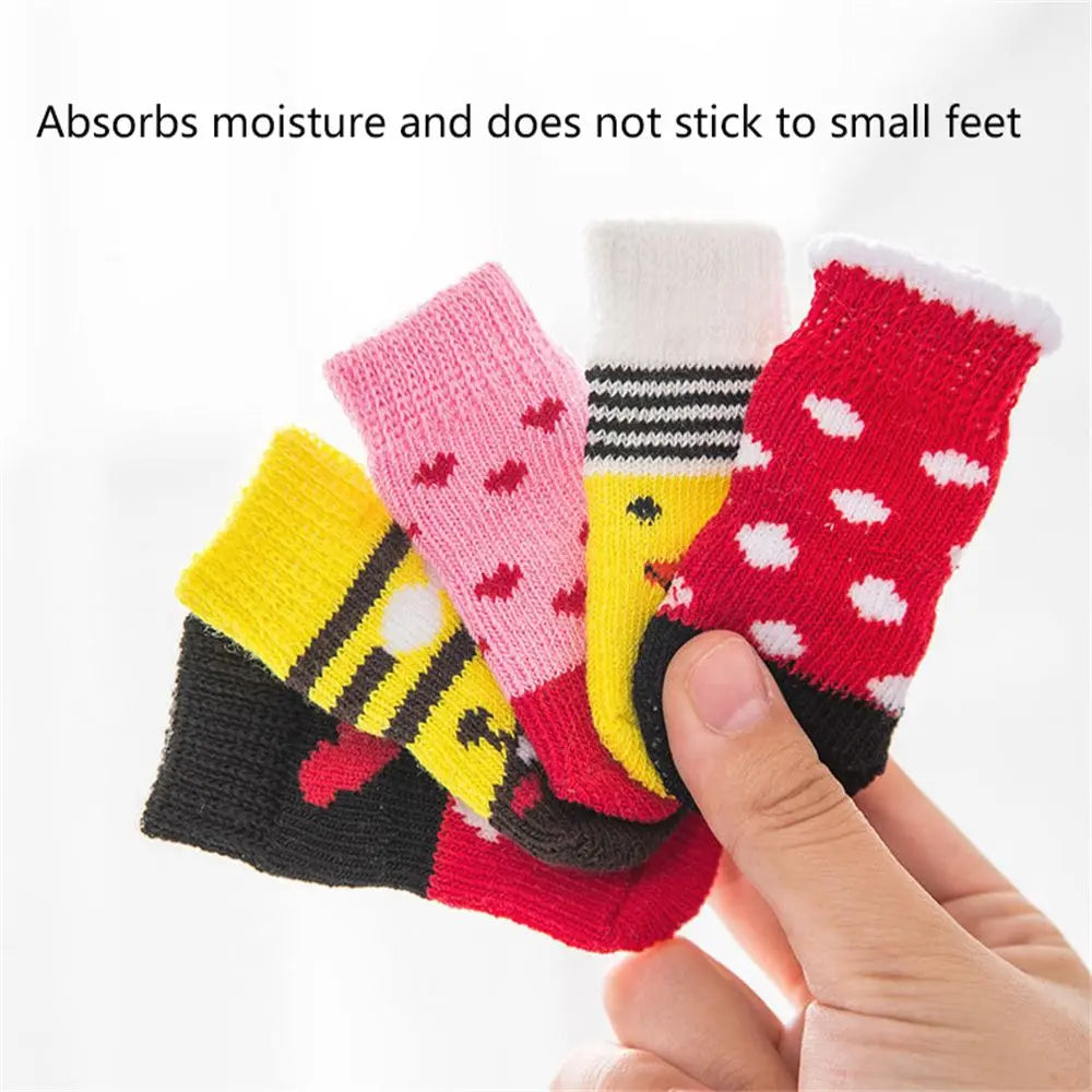 Breathable dog socks 4pcs, cotton socks with non-slip soles for dogs and cats