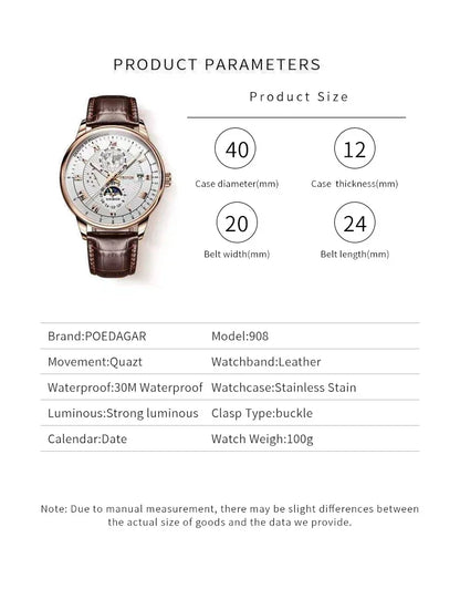 Stylish wristwatch, leather strap, available in different variations