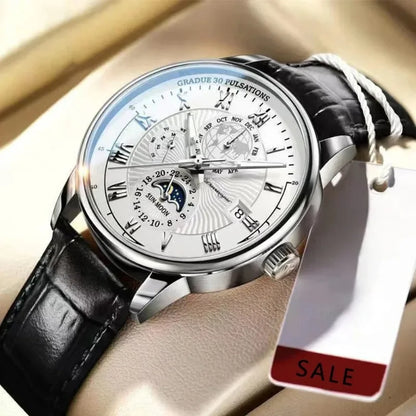 Stylish wristwatch, leather strap, available in different variations