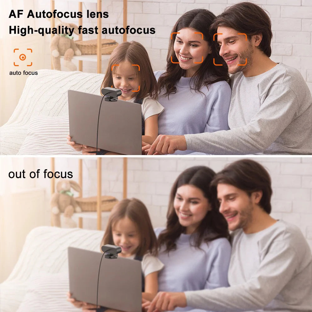 4K web-kamera, Full HD, automaattinen tarkennus, mikrofonilla