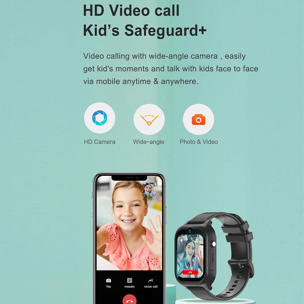 Kids Smartwatch 4G GPS, Video Calls, Wifi Location, SOS Emergency Button