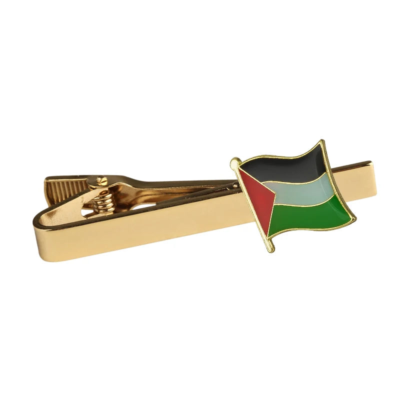 Men's national flag patterned tie bar, multiple countries