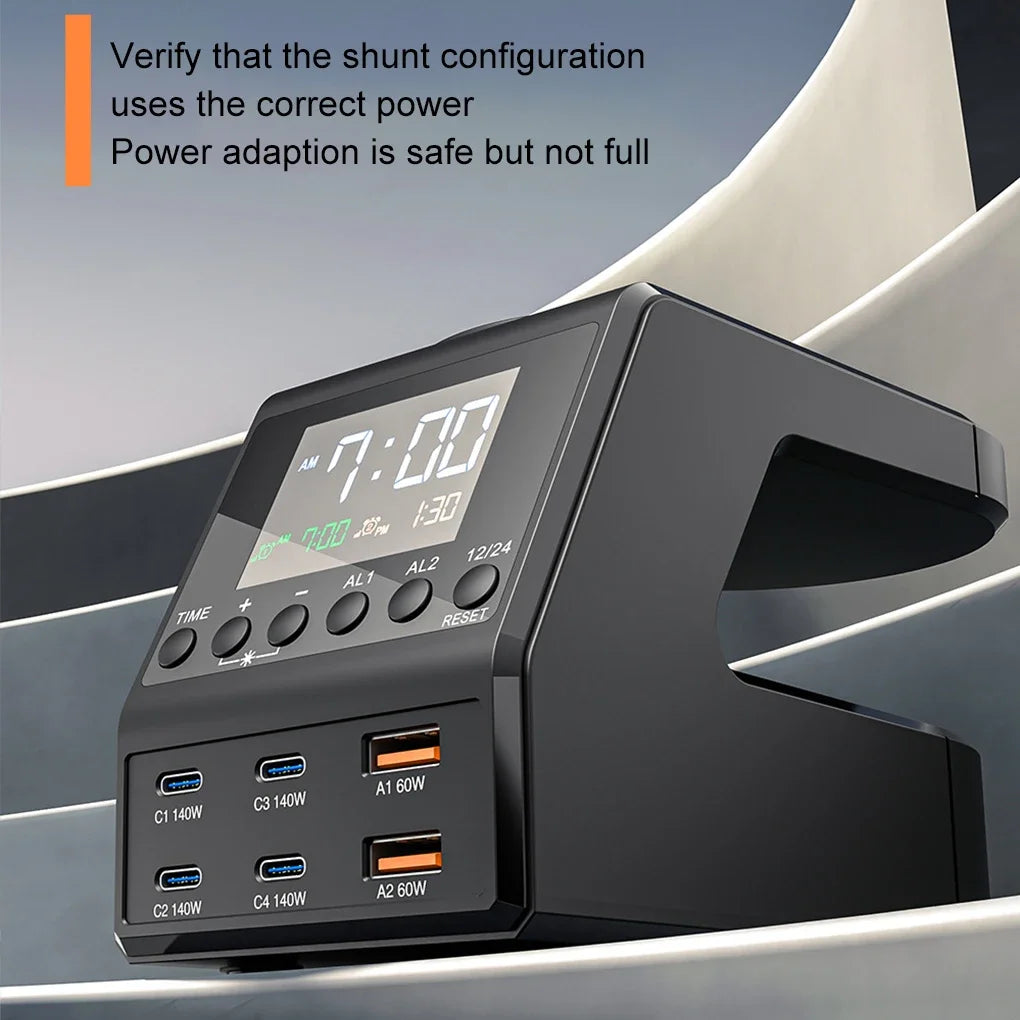 240W Langaton Latausasema – All-in-One Digitaalikello, Herätyskello ja Pikalataus