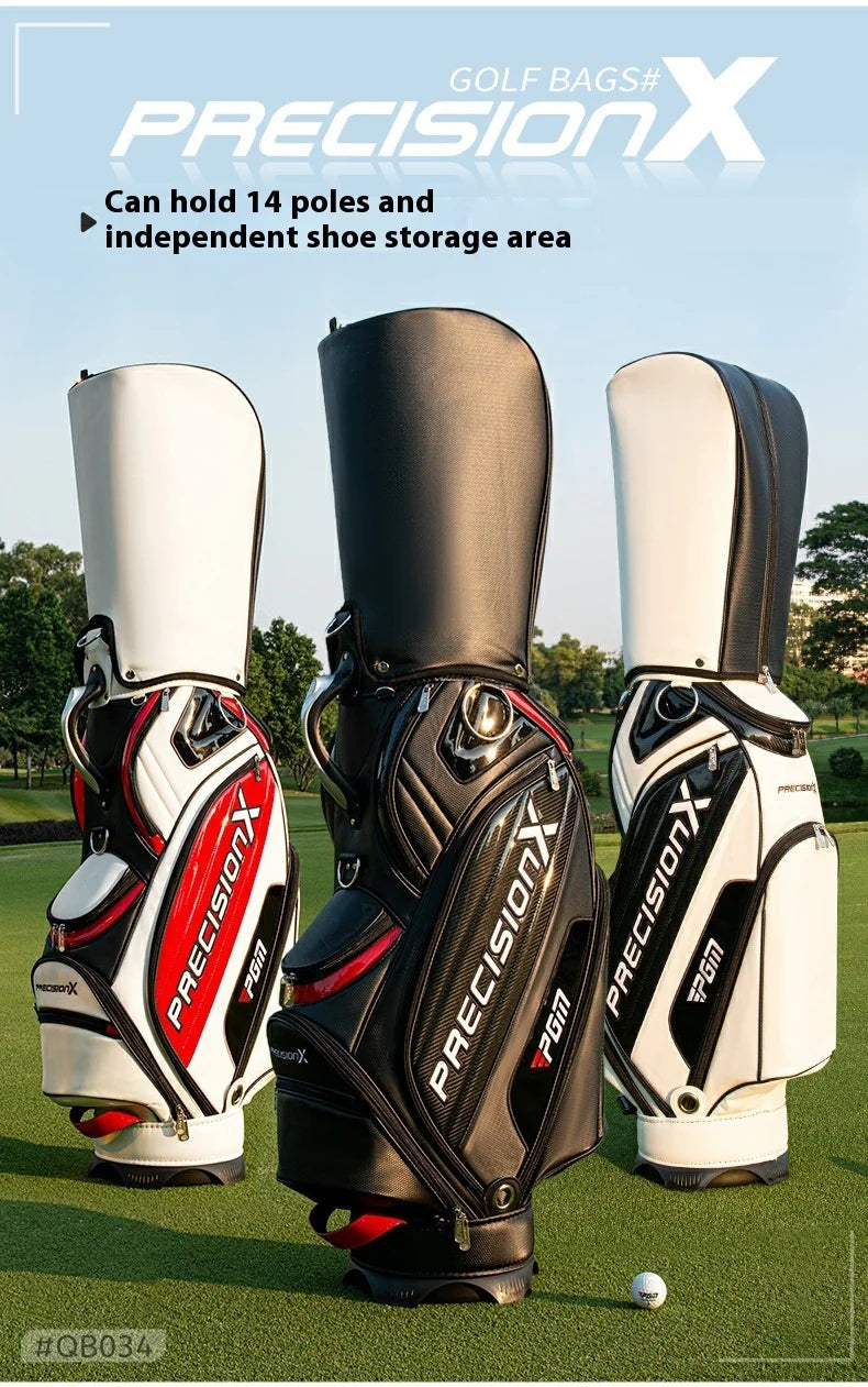 PGM QB034 golf bag, premium, leather bag, for 14 clubs