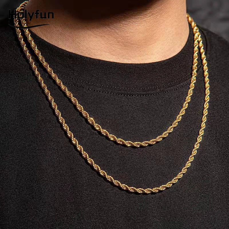 Rope Chain necklace, gold or silver, unisex design