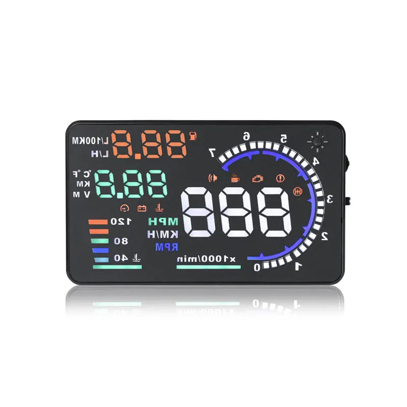 A8 5.5" OBD2 HUD Tulosnäyttö – LED-tuulilasiprojektori Nopeus, RPM ja Lämpötila
