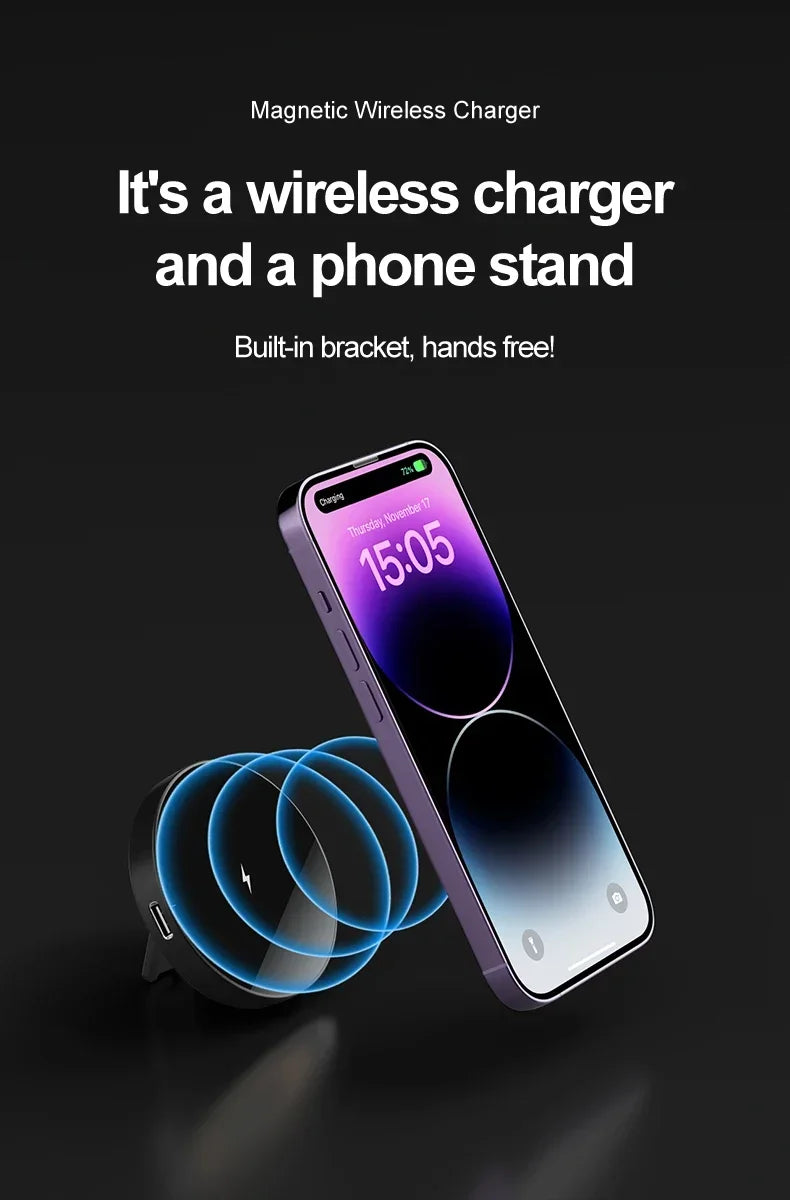 30W Magneettinen Langaton Laturi & Puhelinteline – MagSafe iPhone 17/16/15/14/13/12