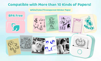 Phomemo T02 mini thermal printer, wireless pocket printer for labels