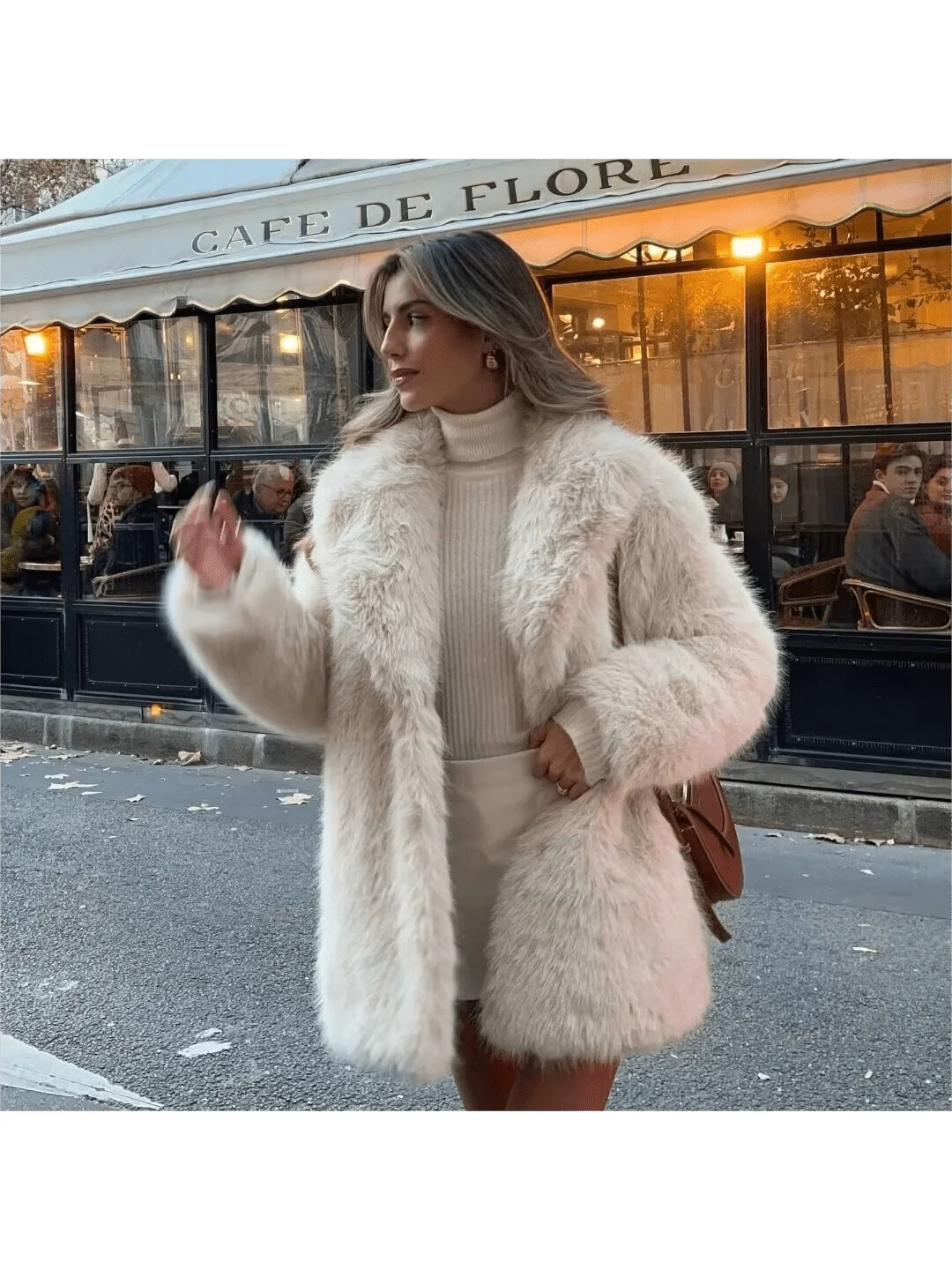 Indefeir French faux fur coat for women