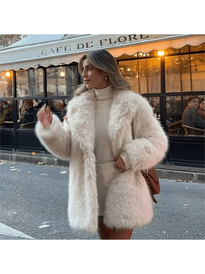 Indefeir French faux fur coat for women