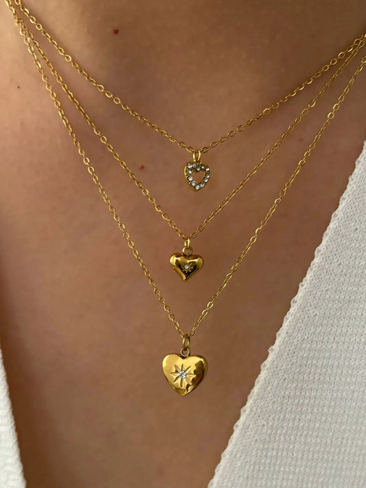 18K gold plated heart pendant necklace for women, different variations