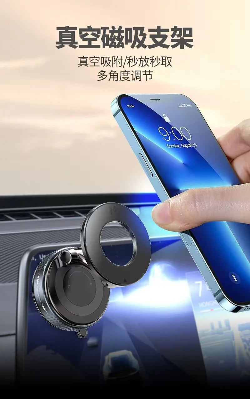 Magneettinen Auton Puhelinpidike – Tyhjiöimukuppi, Säädettävä Kulma, Ei Työkaluja – Navigointiin