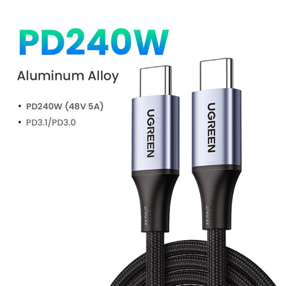UGREEN 240W USB-C Latauskaapeli – Ultra-nopea PD 3.1 Pikalataus 5A – MacBook, iPad, Xiaomi