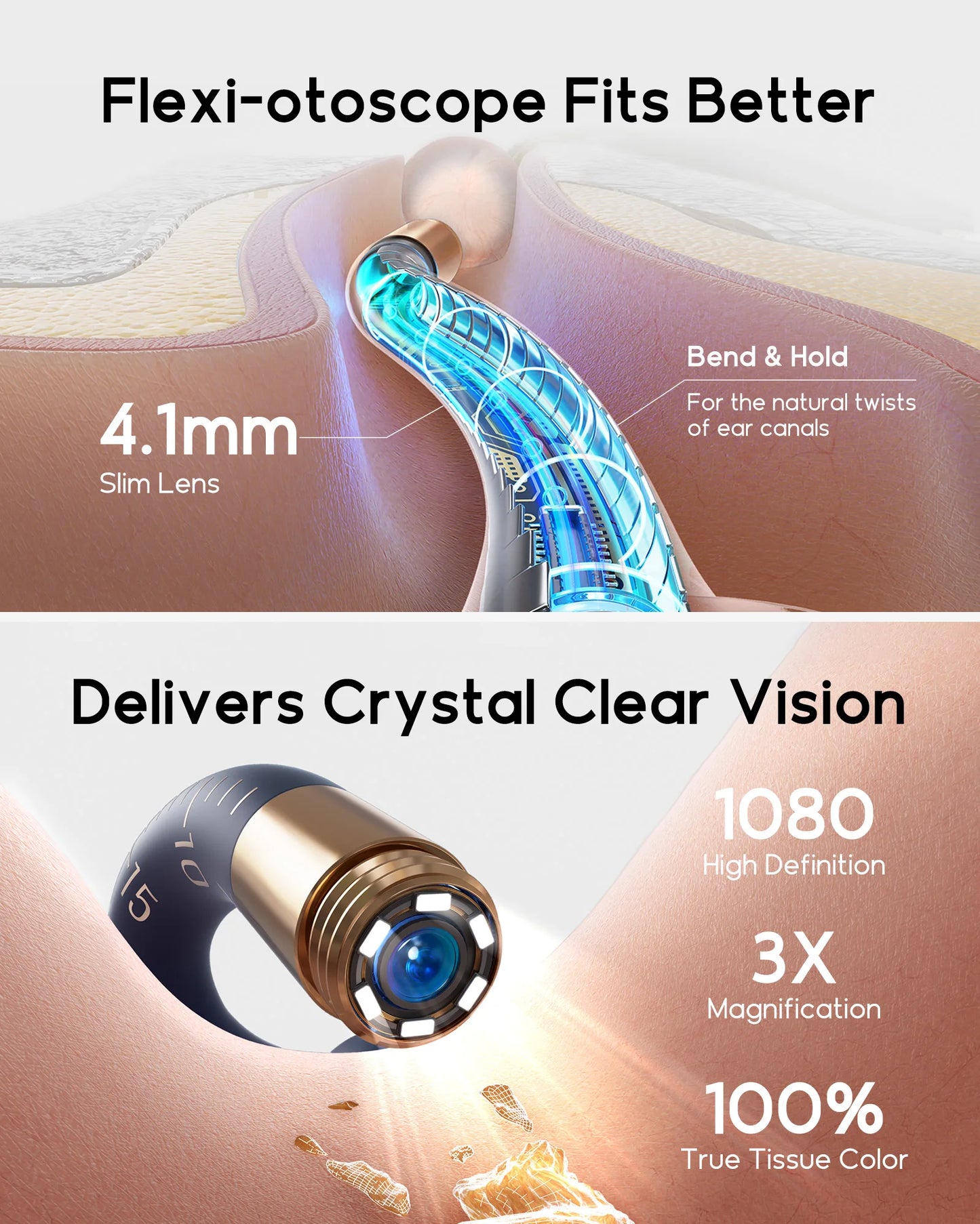 Bebird EarSight Plus I35R Visual Ear Cleaner - Bendable HD Camera, Tweezers, Earwax Pack