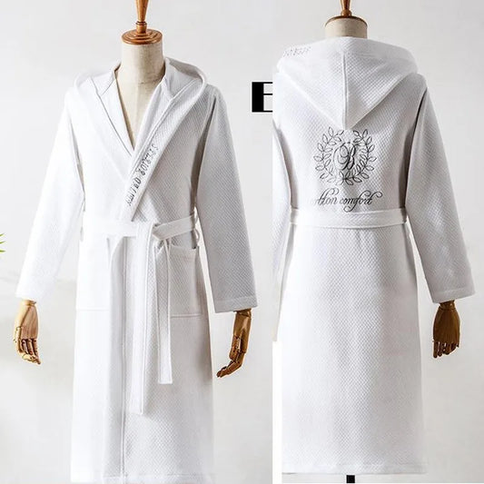 Bathrobe with hood, embroidered kimono bathrobe for women and men