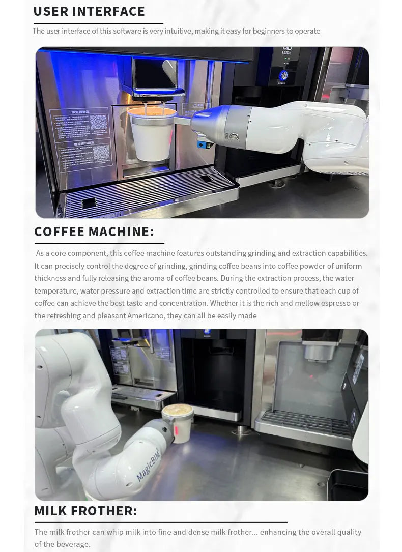 Fully automatic smart coffee machine, robotic arm, self-service