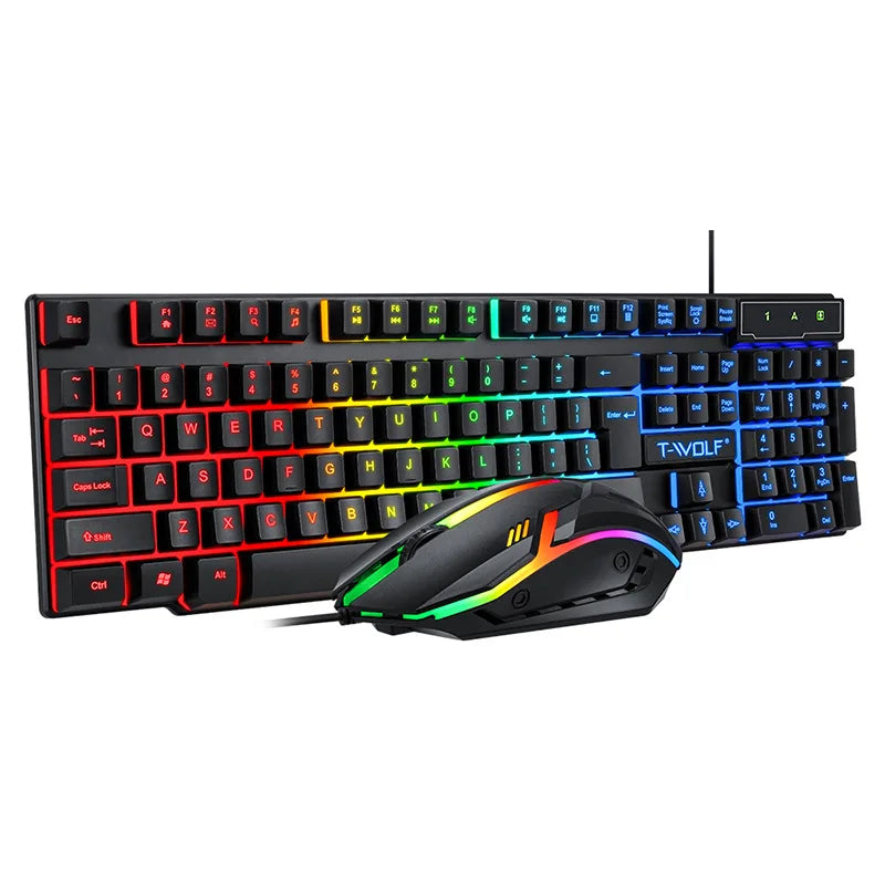 Keyboard and mouse set for gaming, backlit, wired
