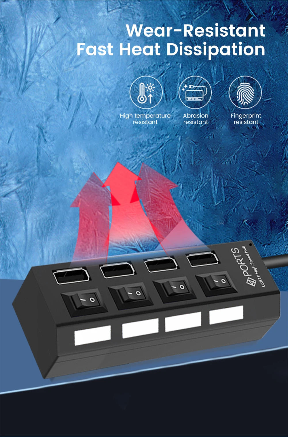 Elough USB 2.0 Hub 4/7 Porttia - Nopea Moniliitäntäinen Jakaja Kytkimellä