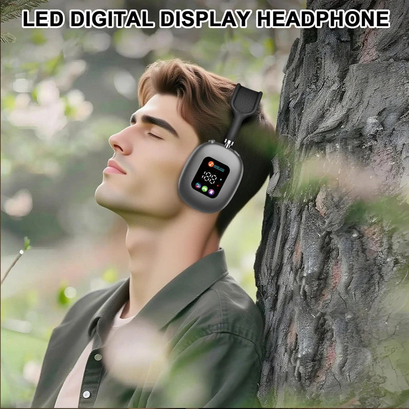 Premium wireless headphones with RGB display, memory card reader