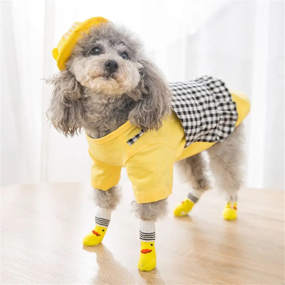 Breathable dog socks 4pcs, cotton socks with non-slip soles for dogs and cats