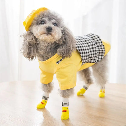 Breathable dog socks 4pcs, cotton socks with non-slip soles for dogs and cats