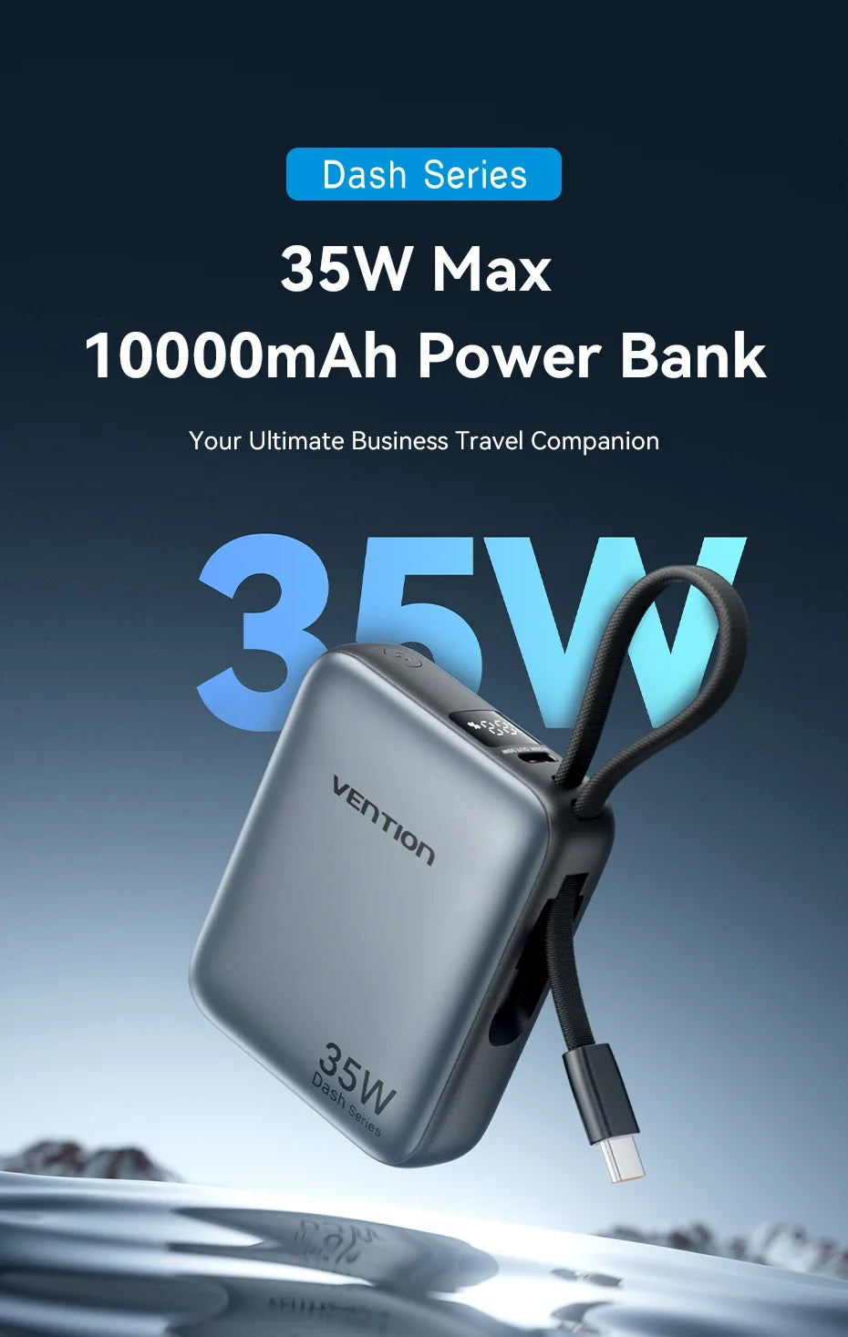 Vention CCV 35W Powerbank, compact 10000mAh, fast charging