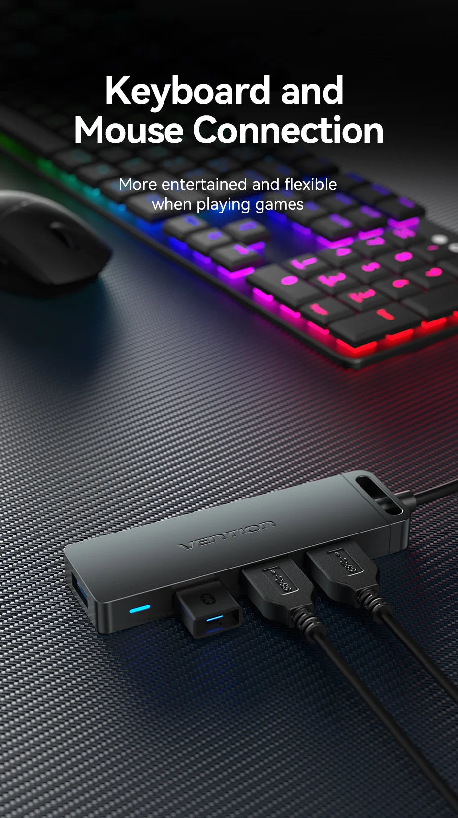 Vention USB 3.0 Hub 4 Porttia - Ohut Nopea Jakaja MacBook, PC & Laptop