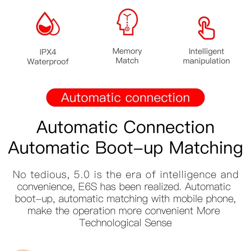 TWS E6S Langattomat Bluetooth-kuulokkeet – LED-näyttö, Melunvaimennus, Mikrofoni – Pinkki