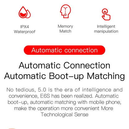 TWS E6S Langattomat Bluetooth-kuulokkeet – LED-näyttö, Melunvaimennus, Mikrofoni – Pinkki